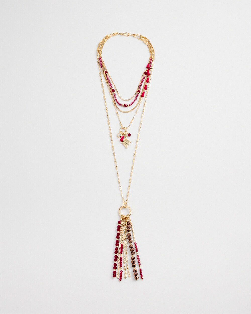 Red Convertible Multi Strand Necklace