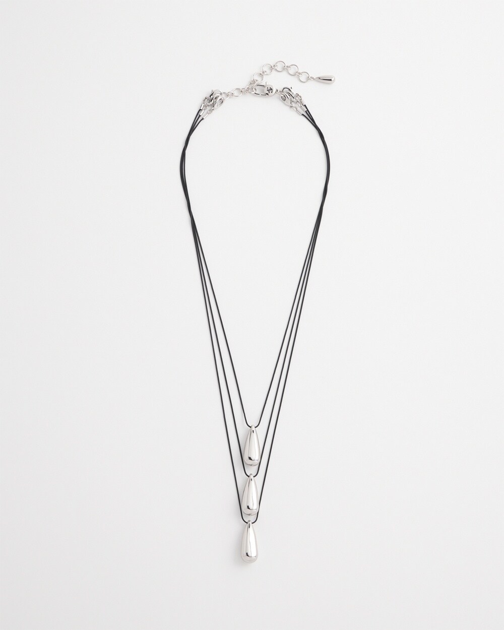 Silver Tone Three-Strand Pendant Necklace