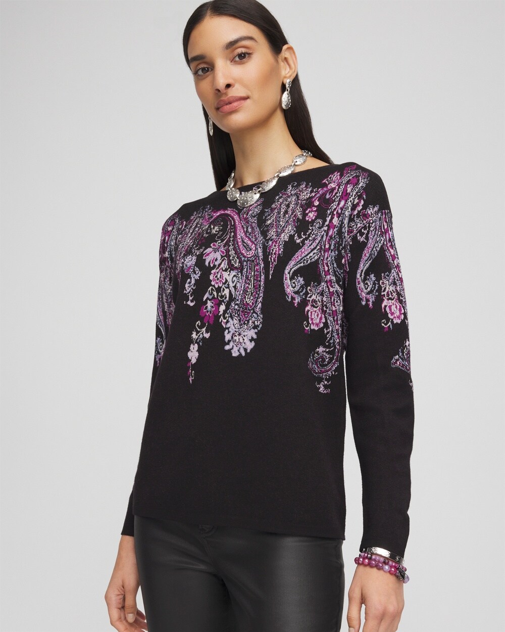 Jacquard Paisley Pullover Sweater