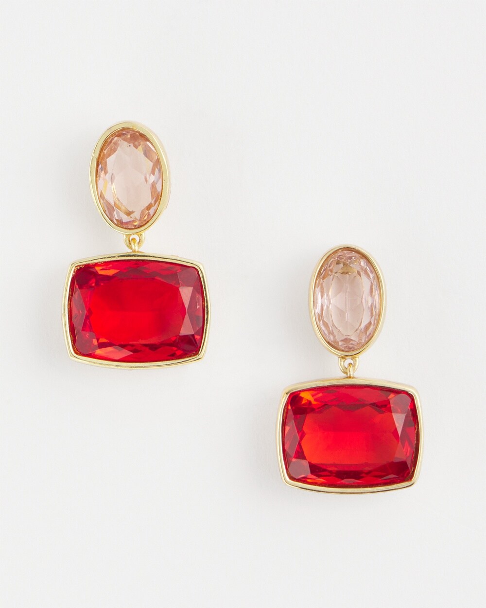 No Droop\u2122 Red Double Drop Earrings