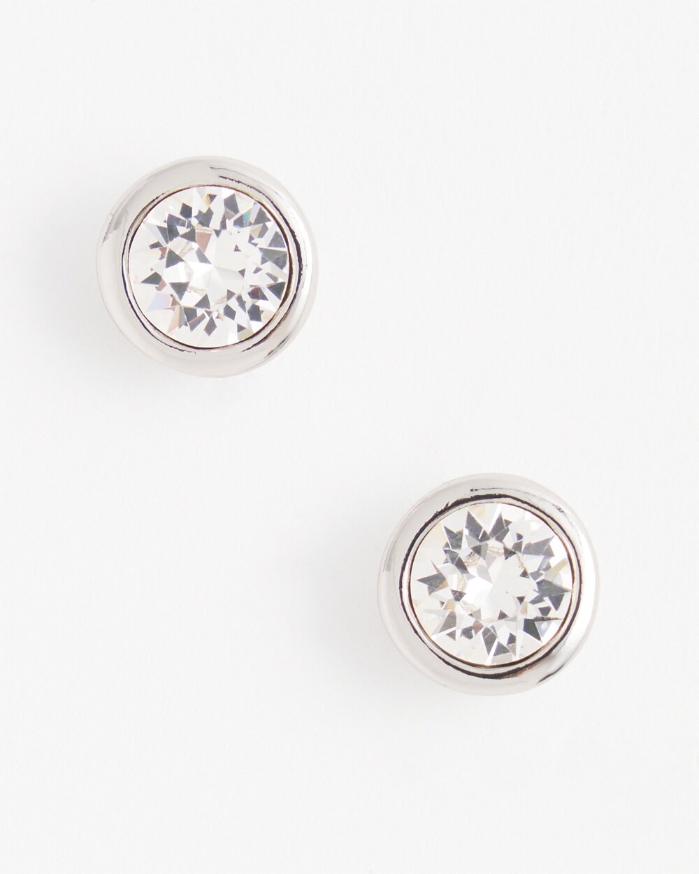 Silver Tone Crystal Stud Earrings