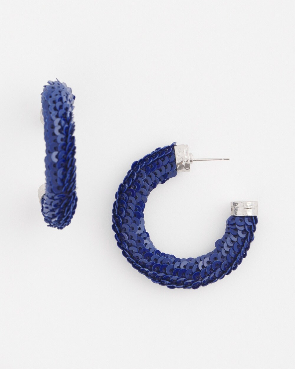 No Droop\u2122 Navy Sequin Huggie Earrings