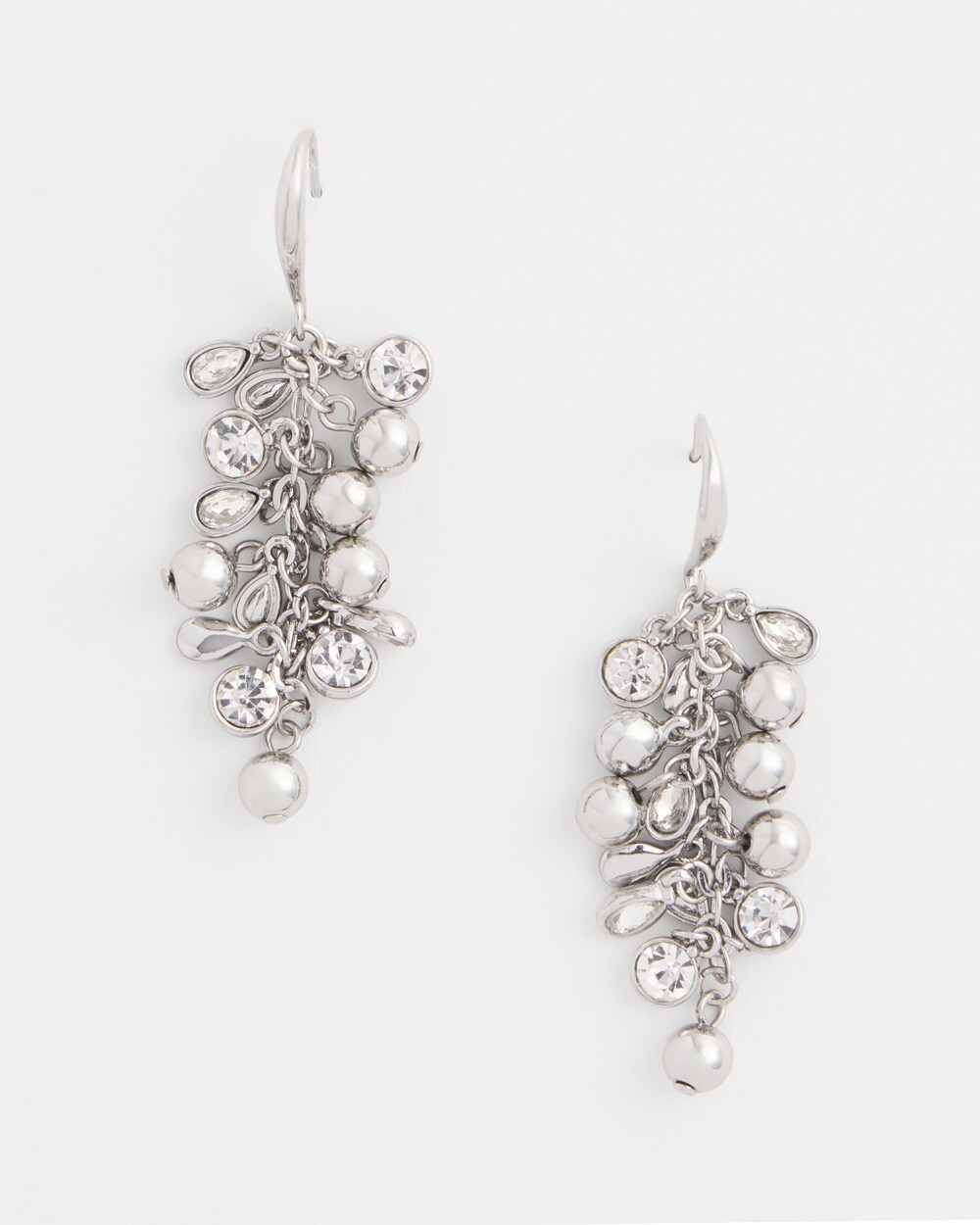 No Droop\u2122 Silver Tone Cluster Earrings