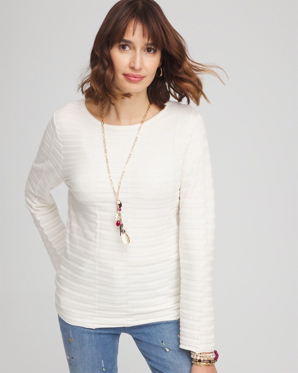 Texture Ribbed Pullover Sweater