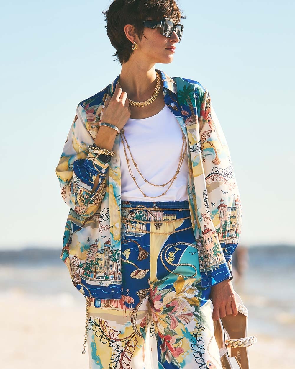 Faux Silk Sanibel Print Shirt