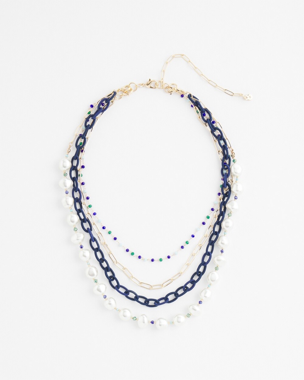 Multistrand Pearl & Blue Necklace