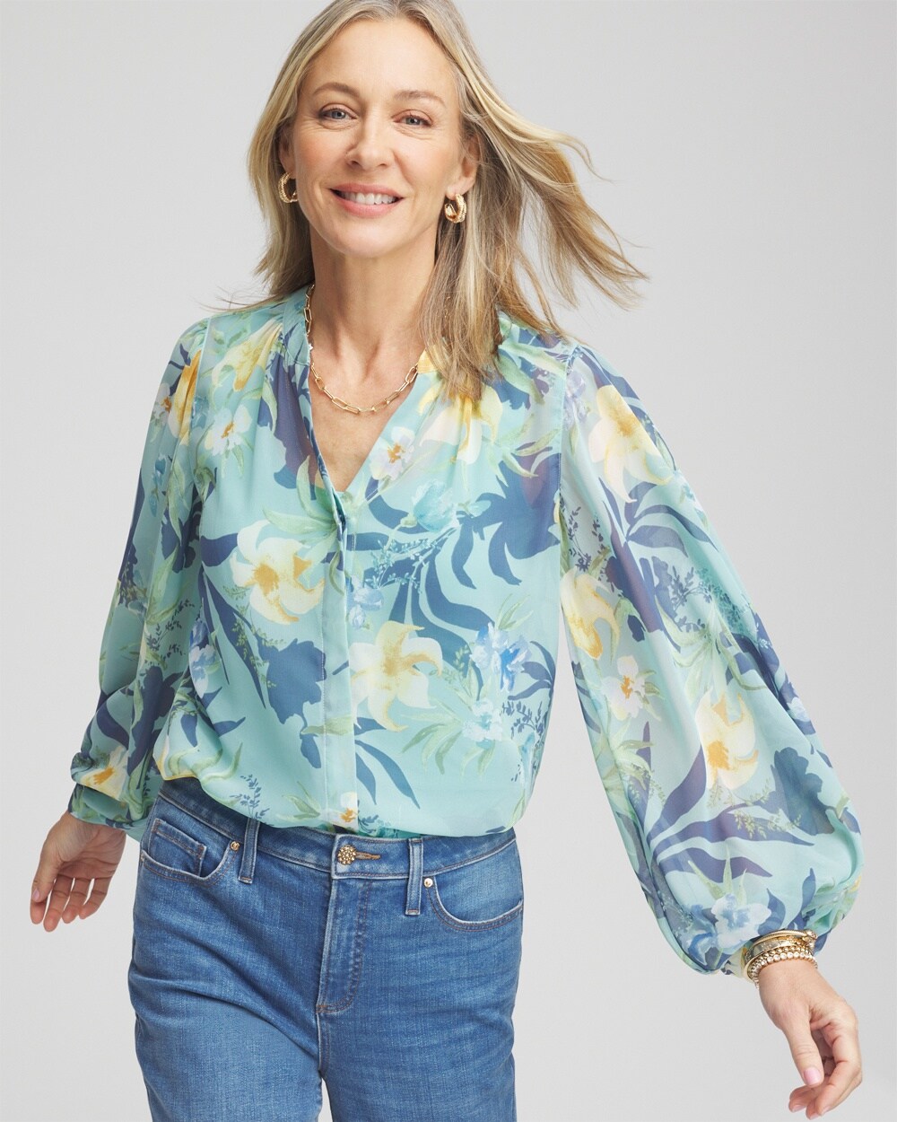 Floral Billow Sleeve Blouse