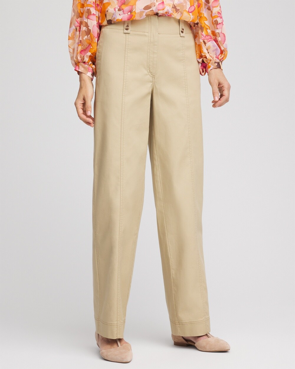 Petite Canvas Cargo Wide-Leg Pants