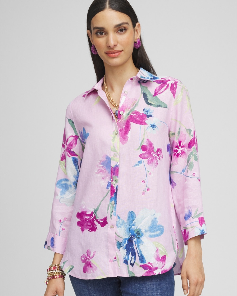 No Iron\u00AE Floral Linen Shirt