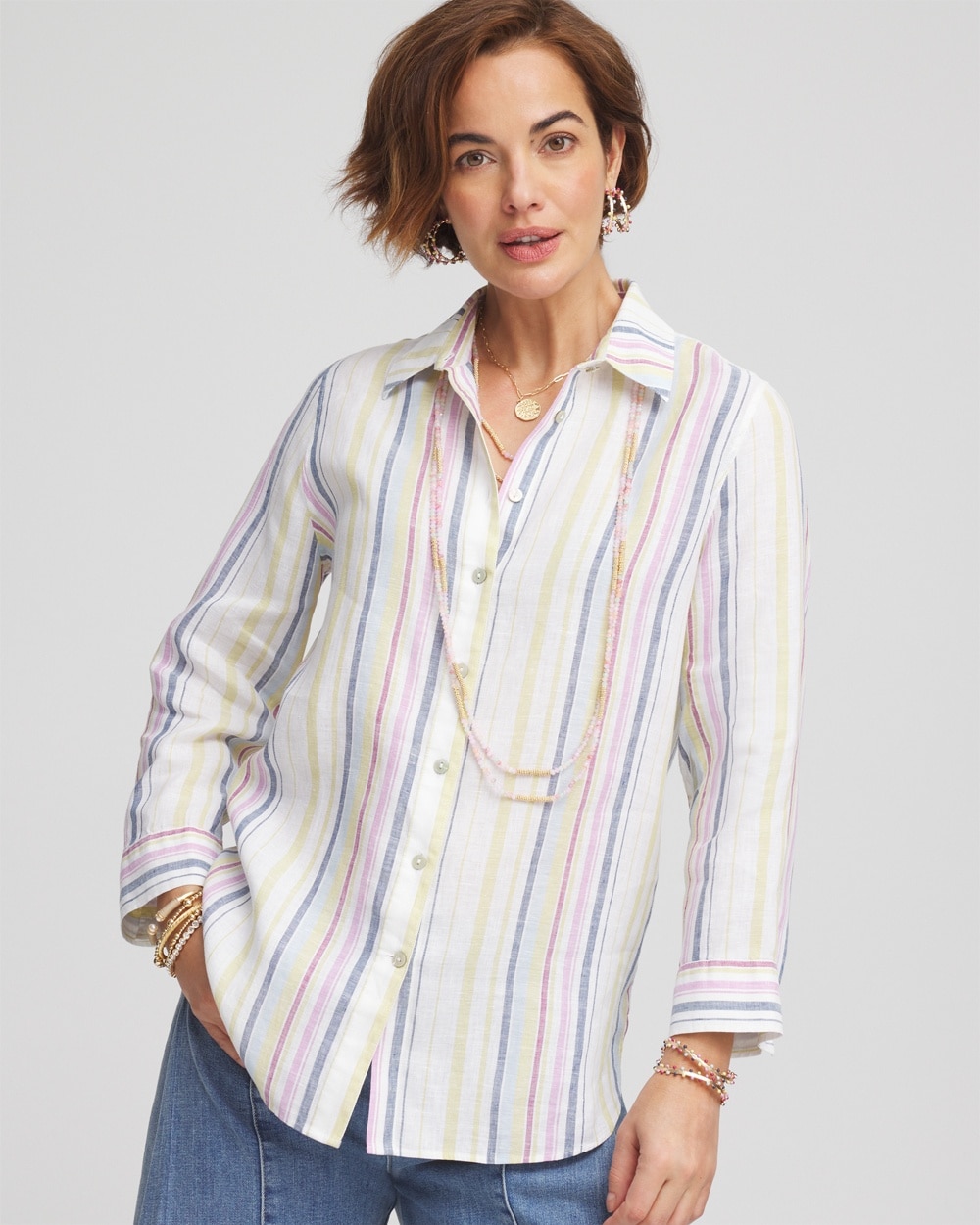 No Iron\u00AE Multi Stripe Linen Shirt