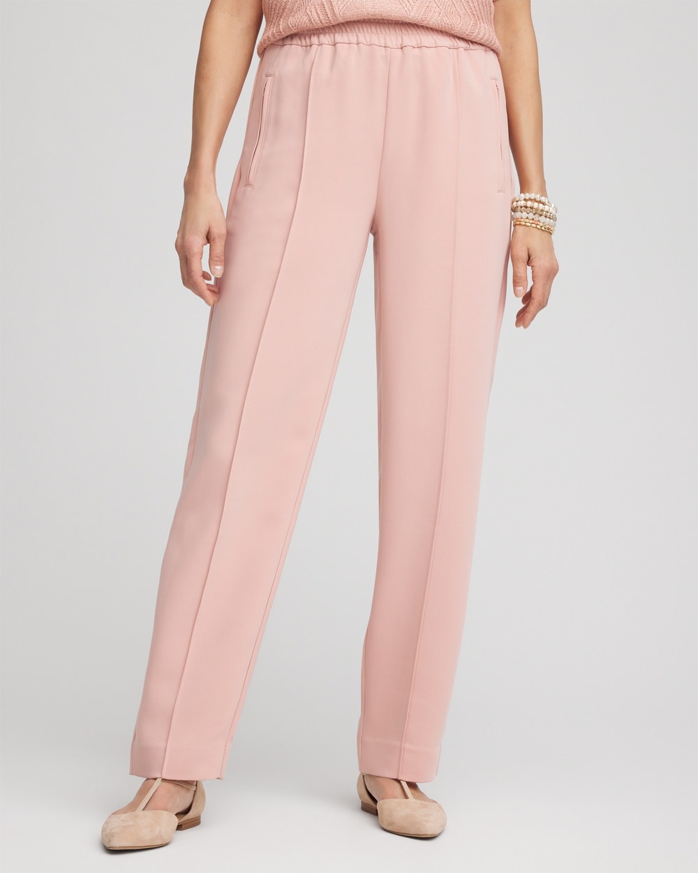 Crepe Side-Zip Tapered Ankle Pants