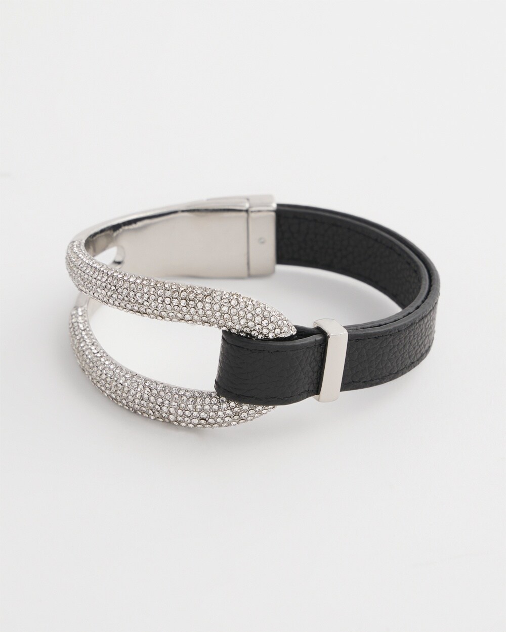 Leather Pav\u00E9 Magentic Bracelet