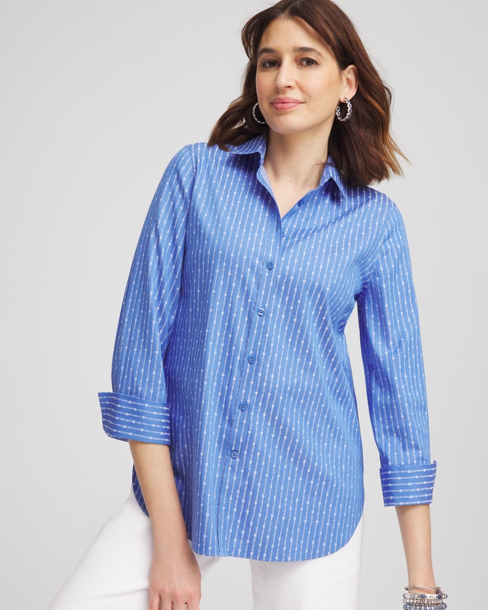 No Iron\u00AE Dot Stripe Stretch Shirt