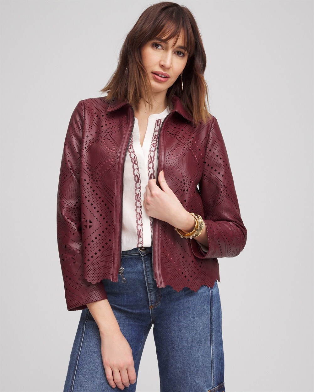 Cutout Faux Leather Jacket