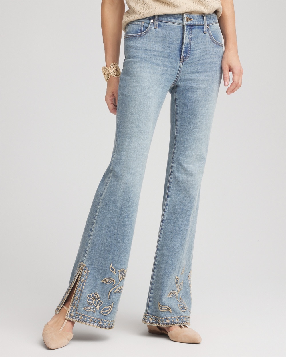 Girlfriend Whipstitch Flare Jeans