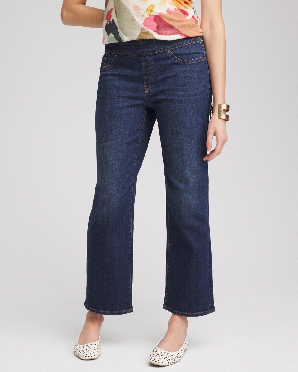 Pull-On Straight Cropped Jeans