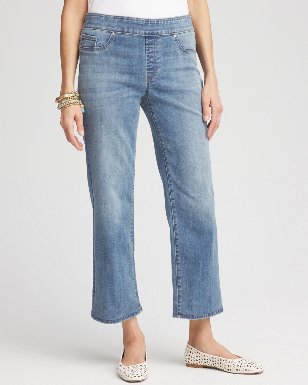 Petite Pull-On Straight Cropped Jeans