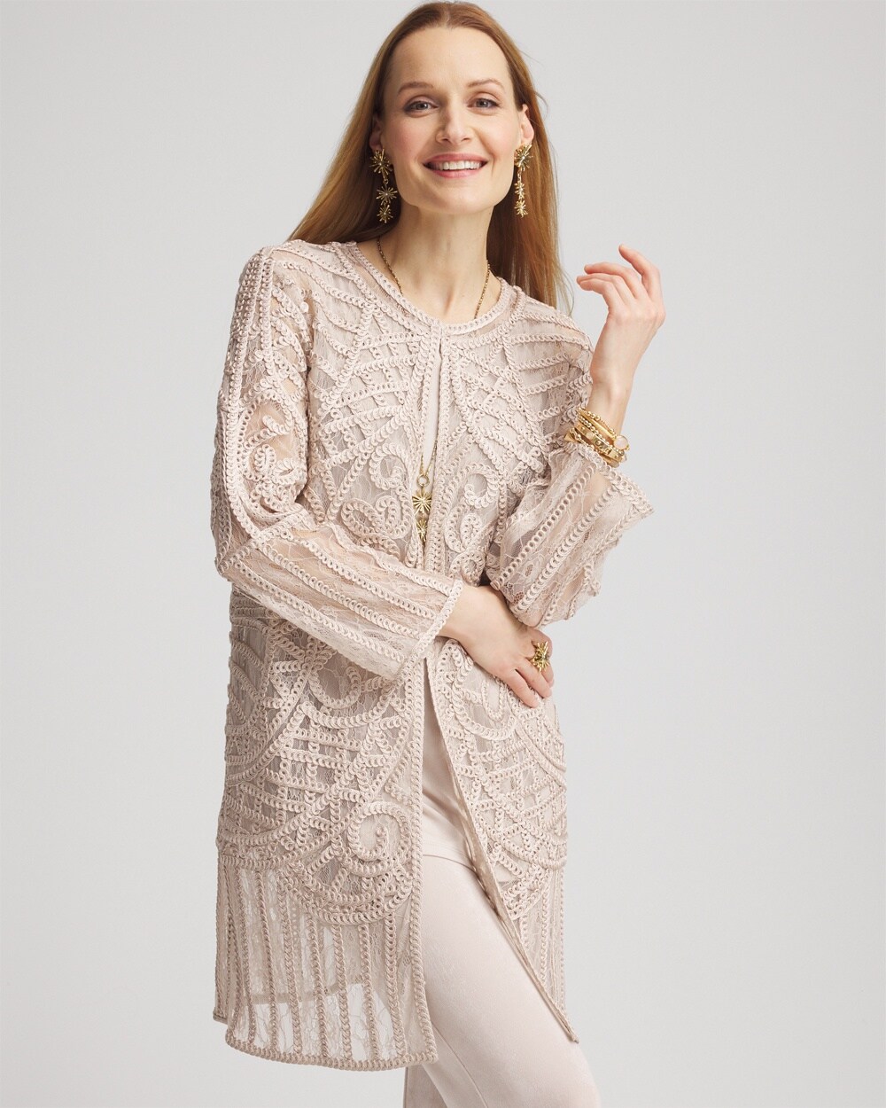 Travelers\u2122 Collection Embroidered Lace  Jacket