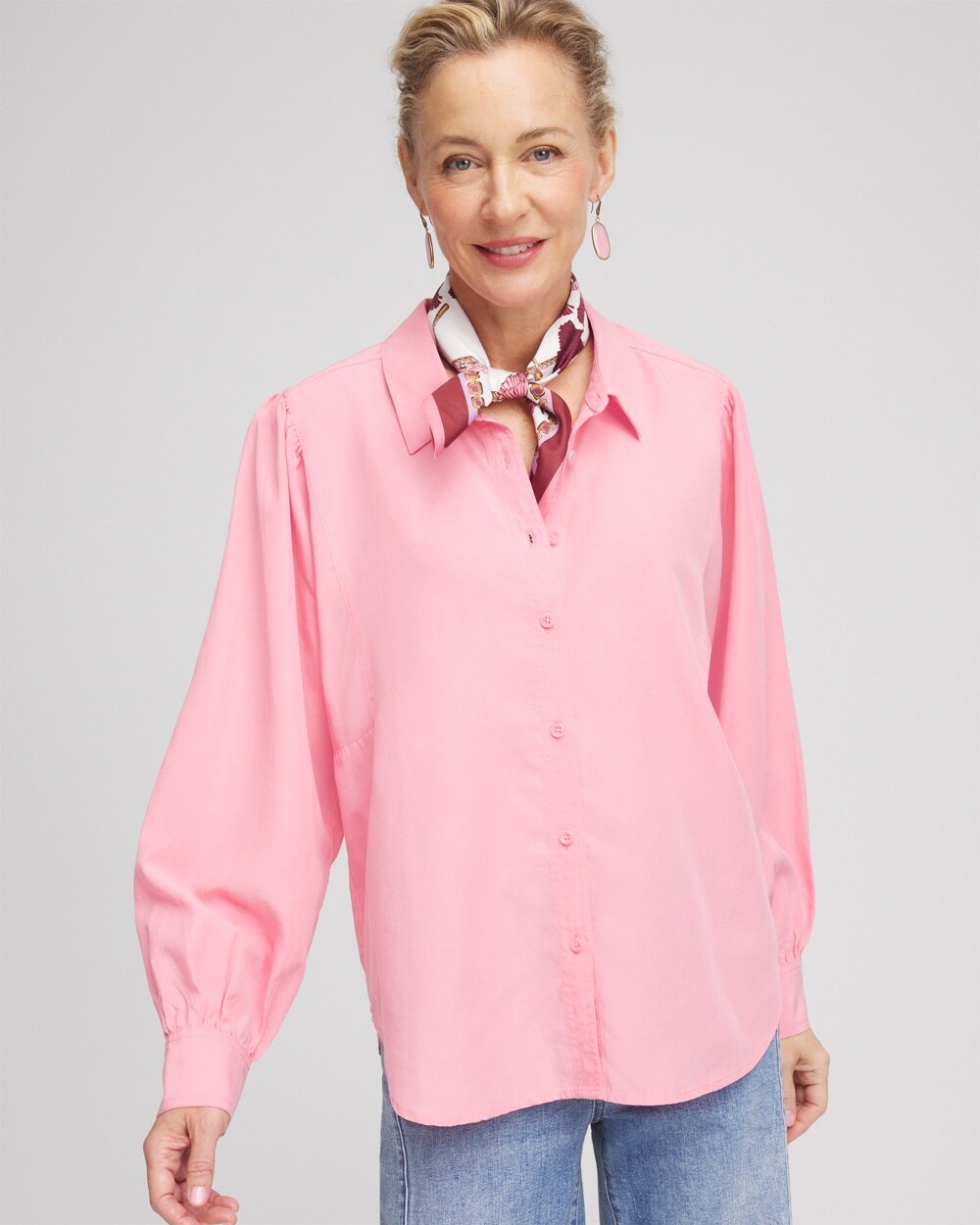 Tencel Blend Dolman-Sleeved Blouse