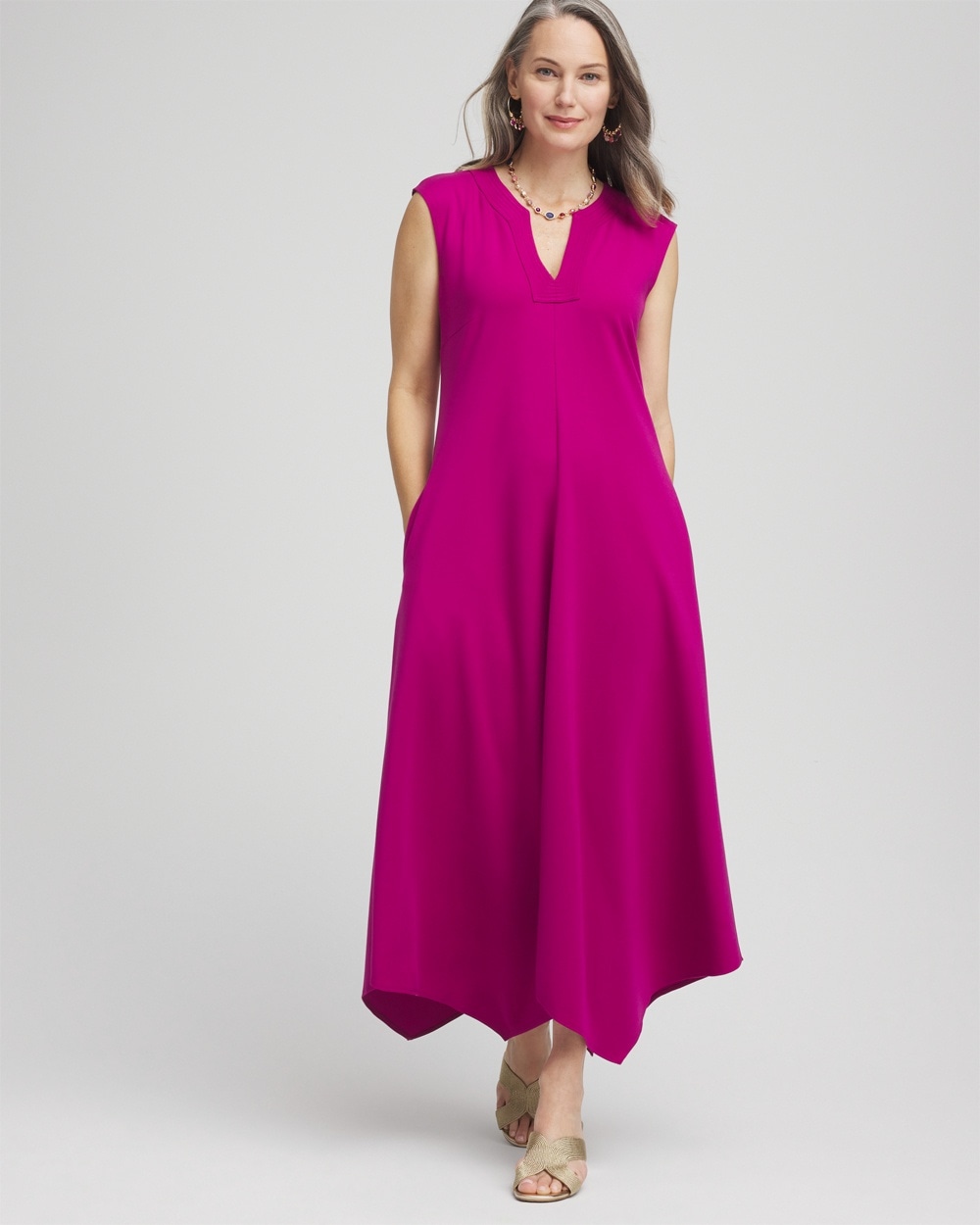 Trapunto Placket Midi Dress