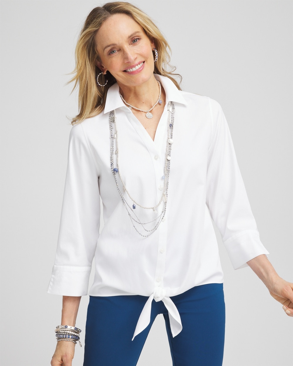 No Iron\u00AE Tie-Front Stretch Shirt