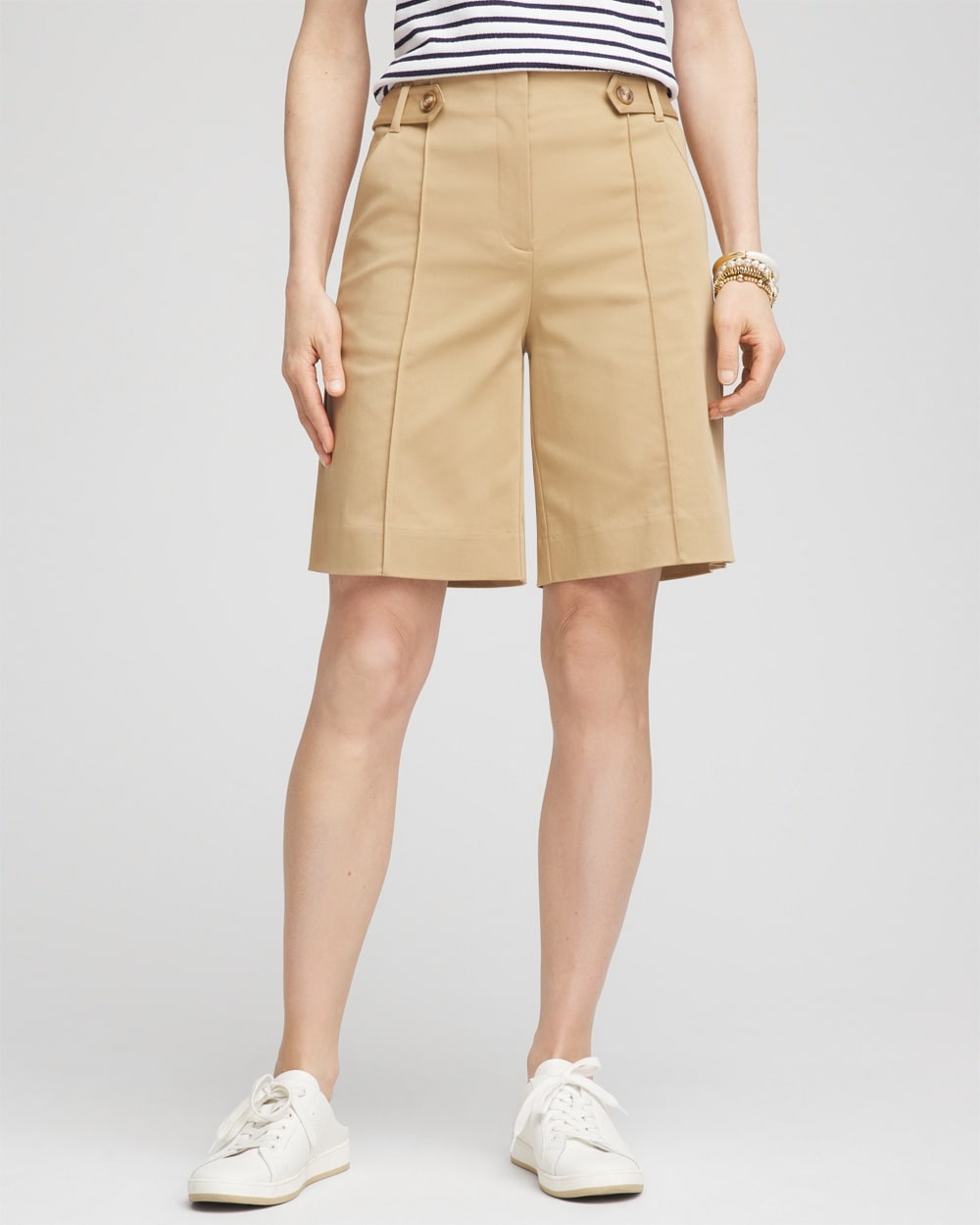 Sateen Tab-Front A-line Shorts