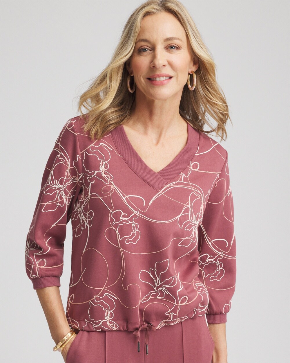 Zenergy\u00AE Double-Knit Embroidered Top