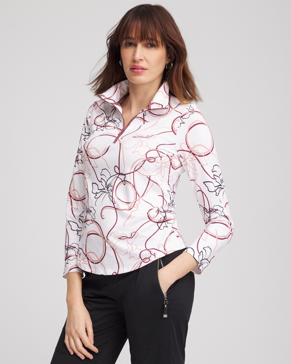 Zenergy\u00AE UPF Floral Half-Zip Top