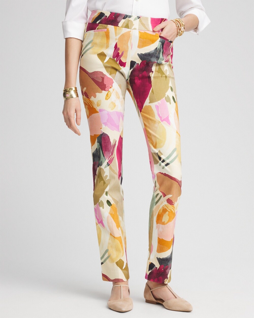 Brigitte\u2122 Abstract Floral Slub Pants