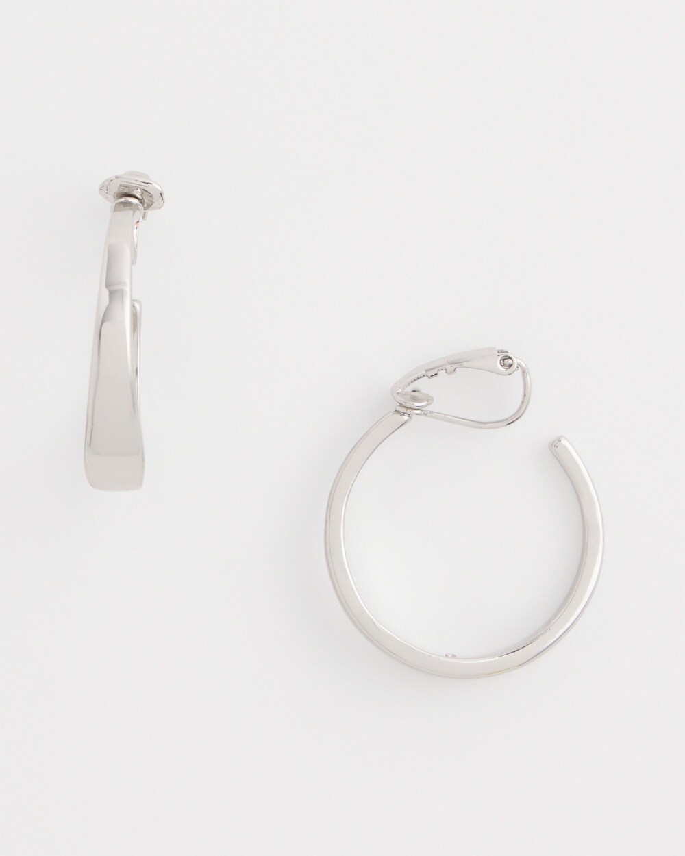 No Droop\u2122 Silver Hoop Clip-On Earrings