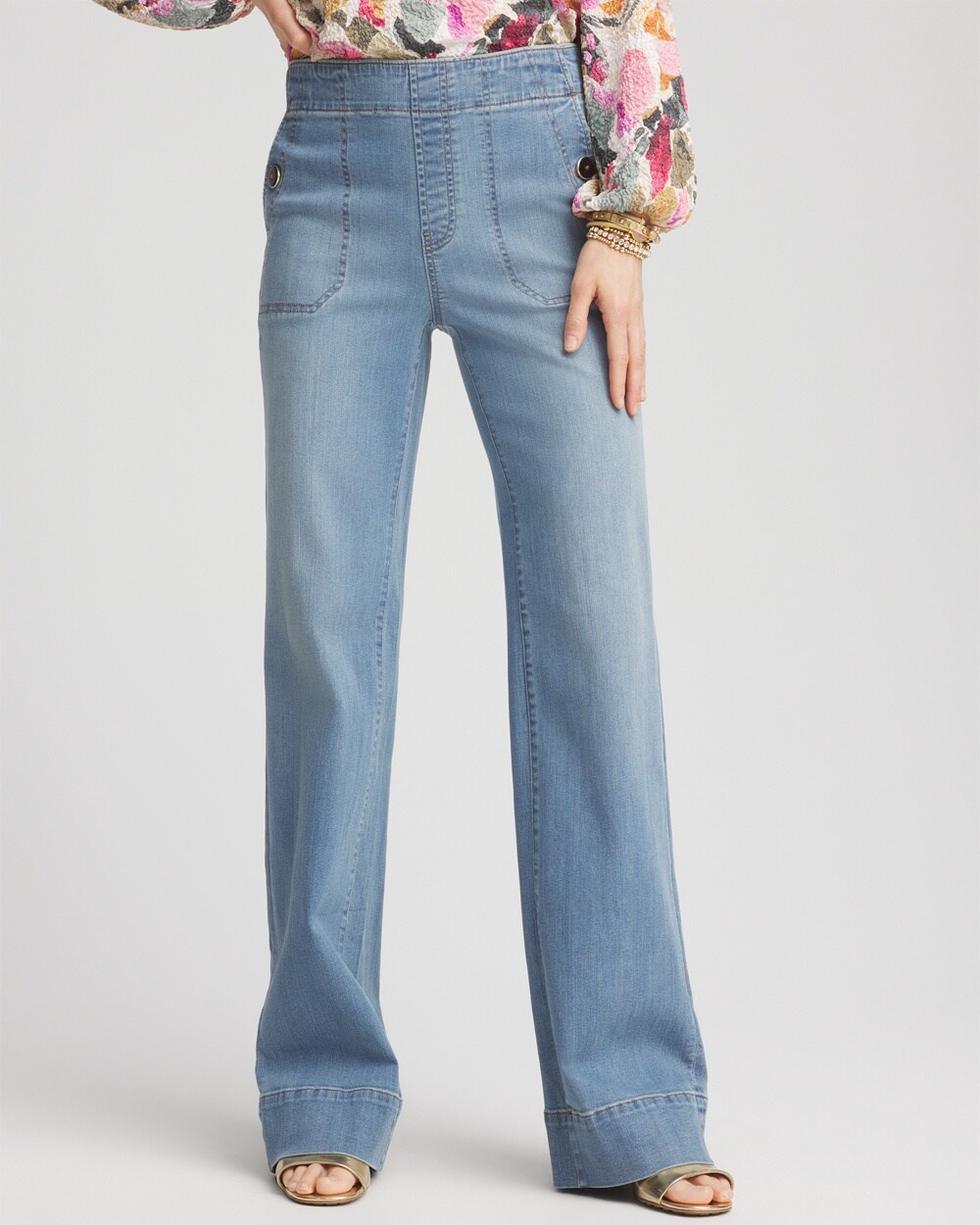 Pull-On Wide-Leg Jeans