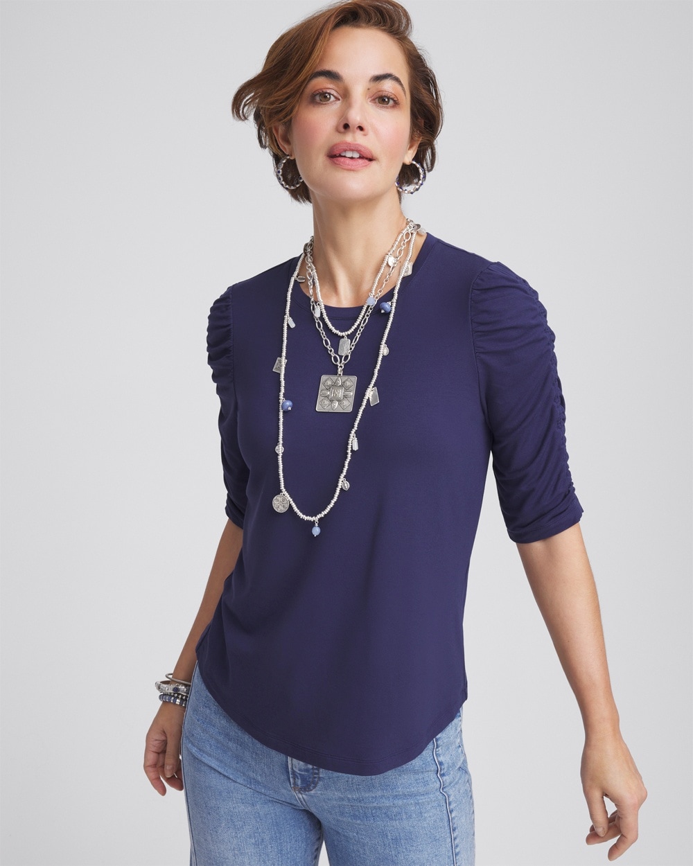 Touch of Cool\u2122 Ruched Sleeve Tee