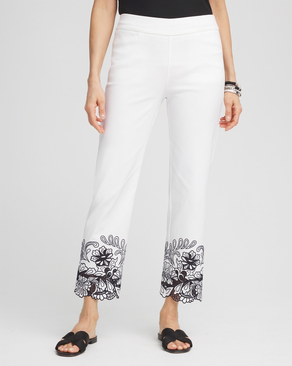 Brigitte\u2122 Lace Embroidered Cropped Pants