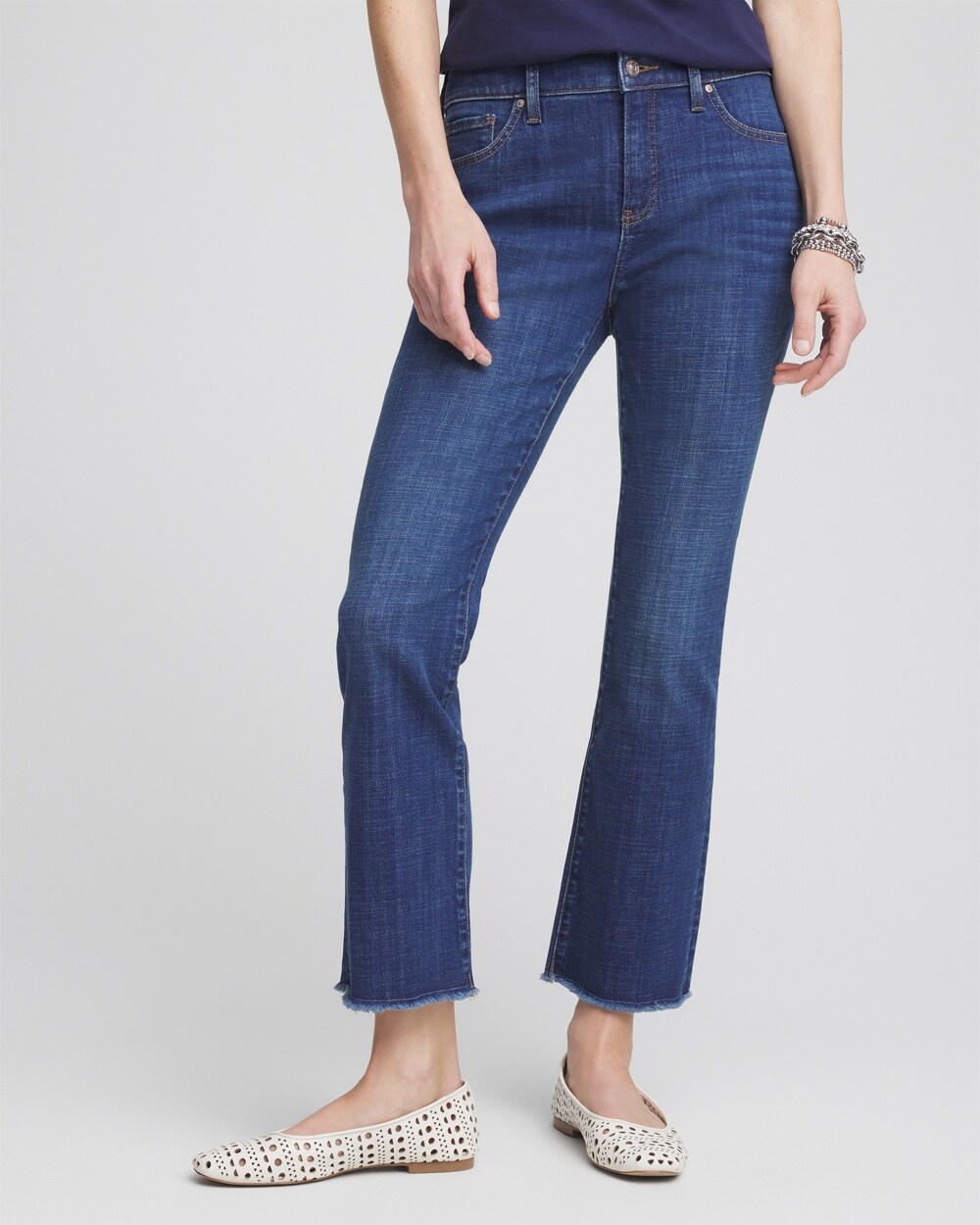 Petite Girlfriend Fray Hem Kick Flares