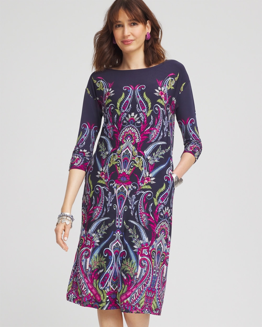 Ruched Sleeve Jersey Midi Dress