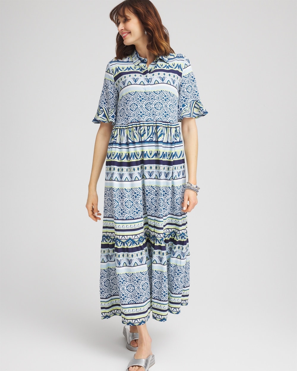 Flutter-Sleeved Maxi Dress