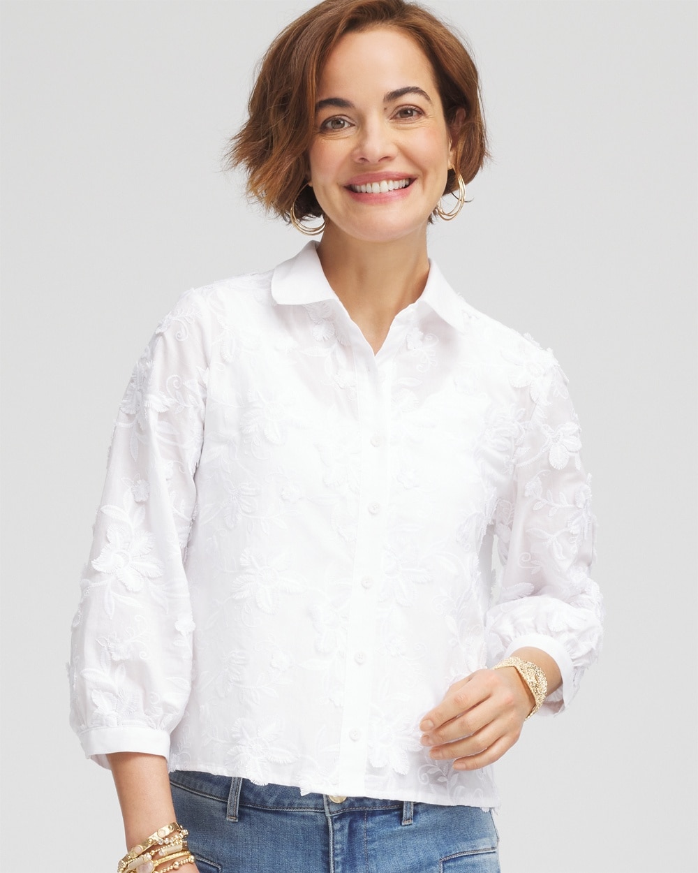 Floral Cotton Voile Collared Shirt