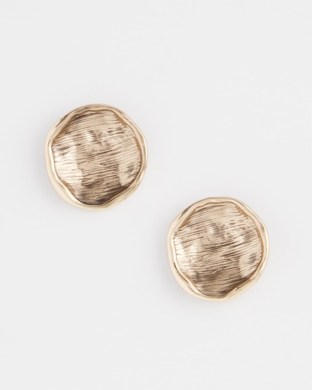 Gold Tone Round Disc Stud Earrings