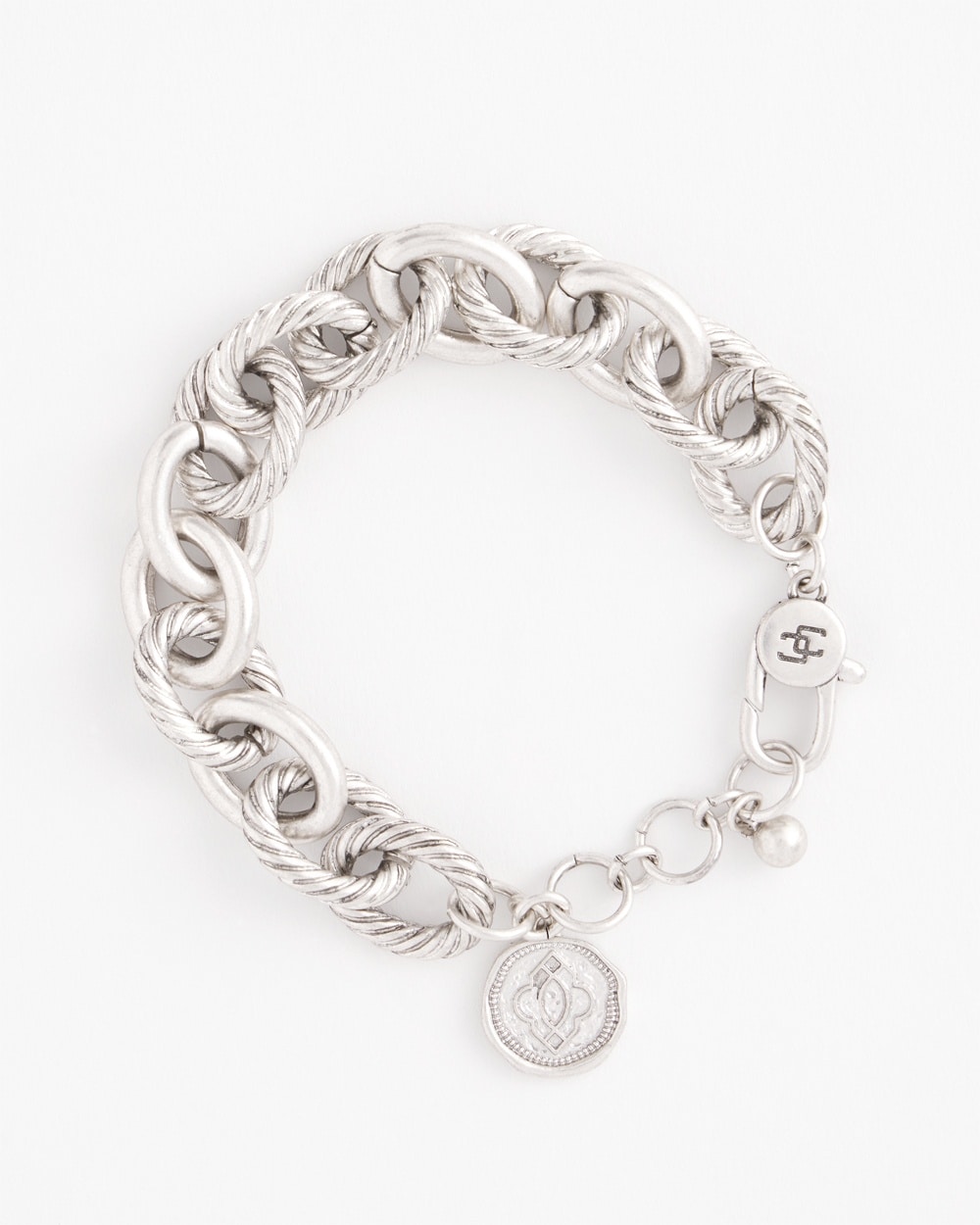 Silver-tone Textured Chain Bracelet