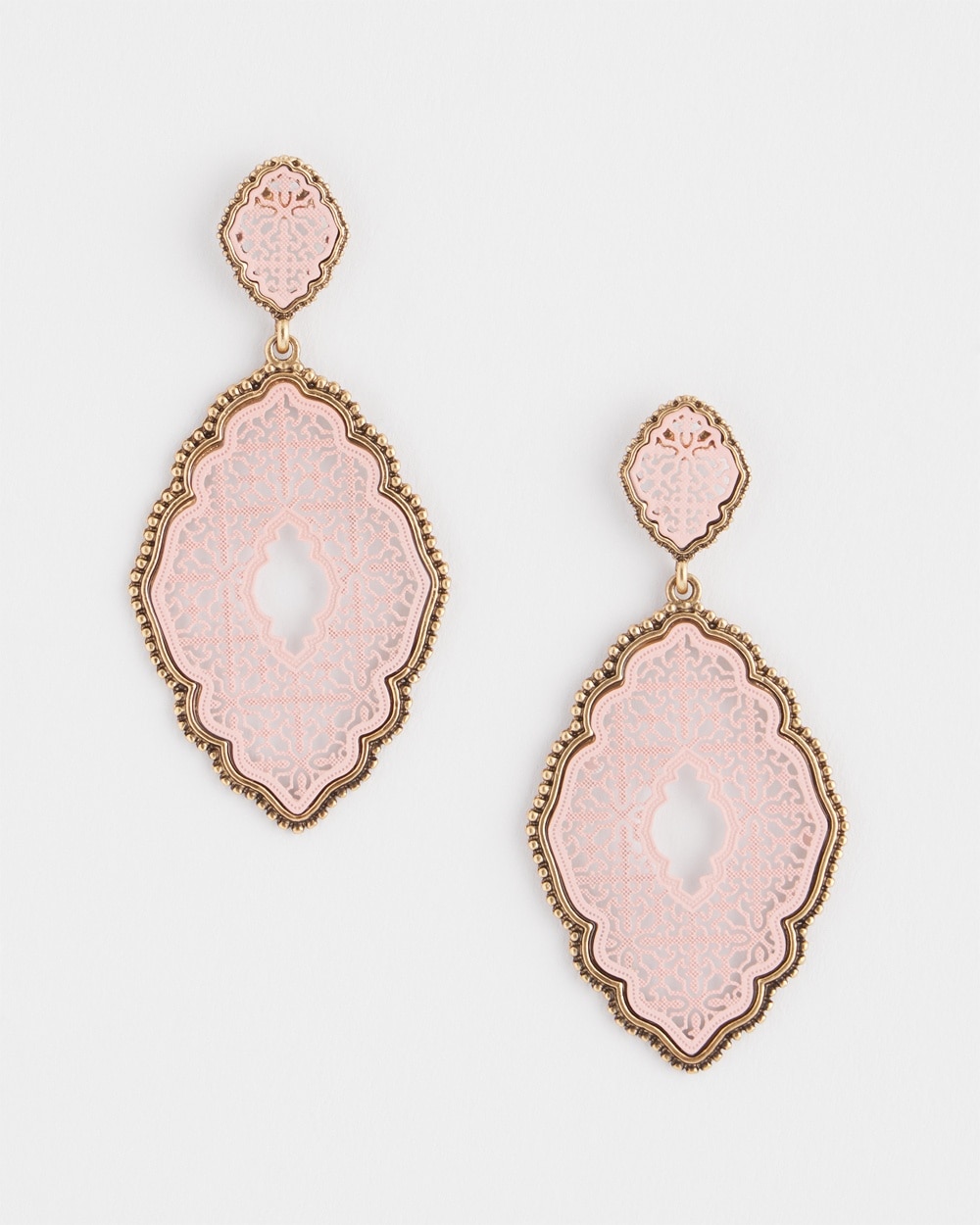 Pink Filigree Drop Earrings