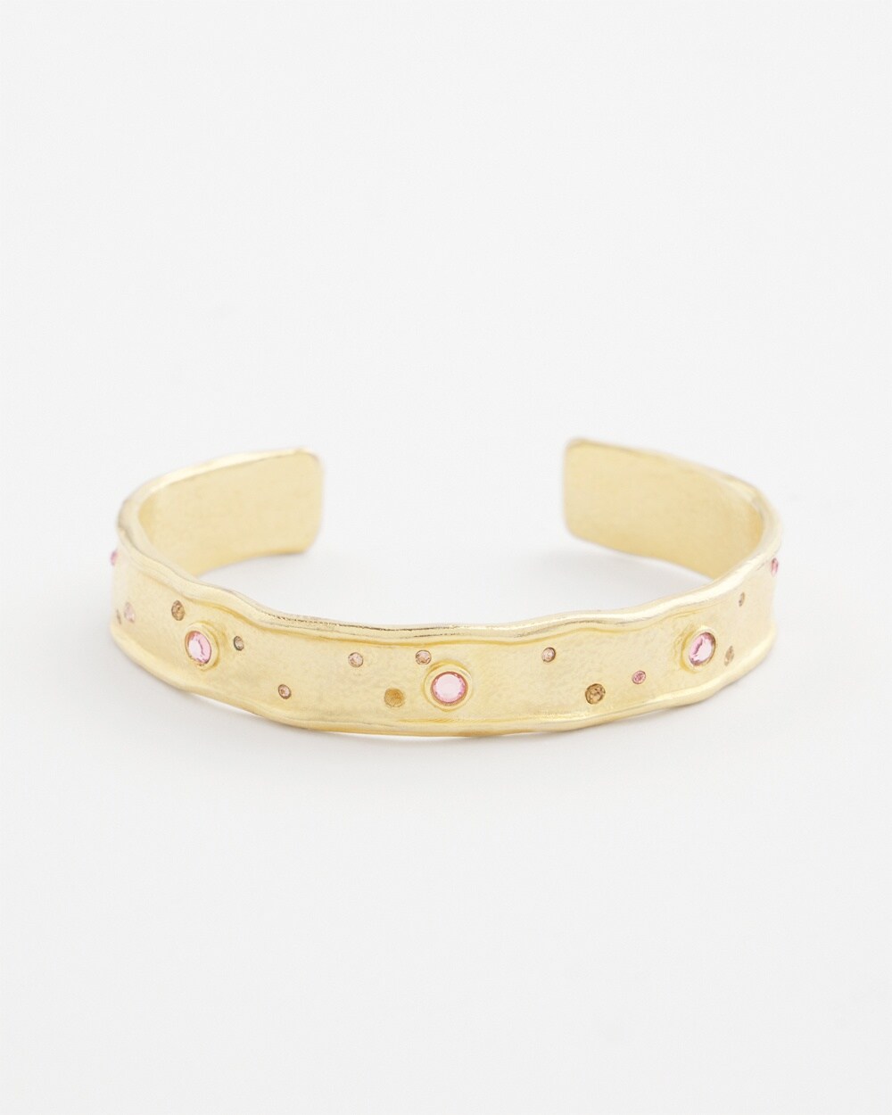 Pink Scattered Stone Flexible Cuff Bracelet