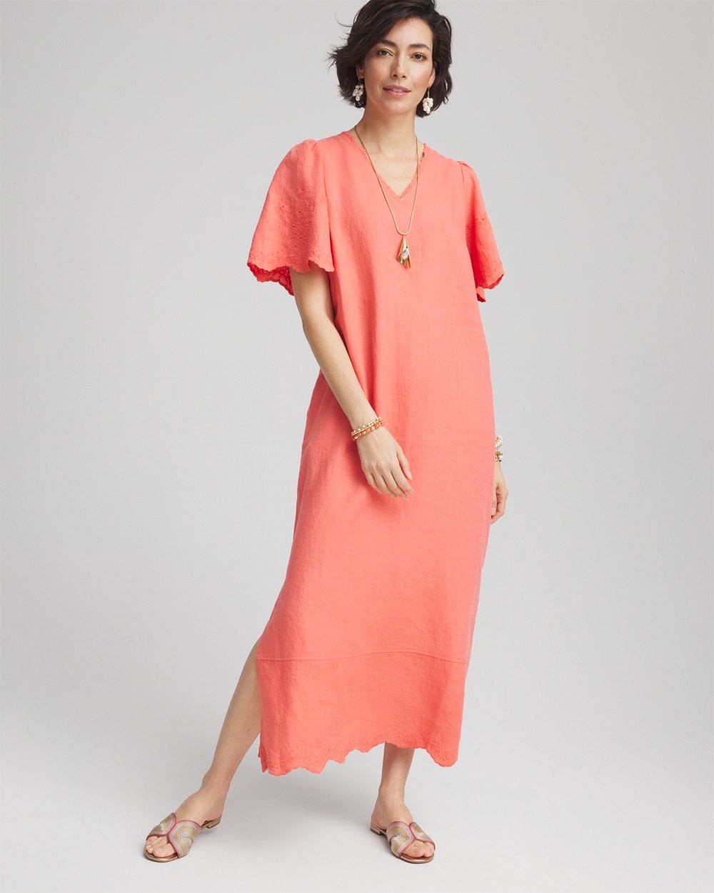 Linen V-Neck Maxi Dress