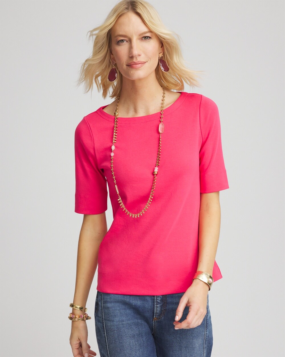 Pima Cotton Bateau-Neck Tee