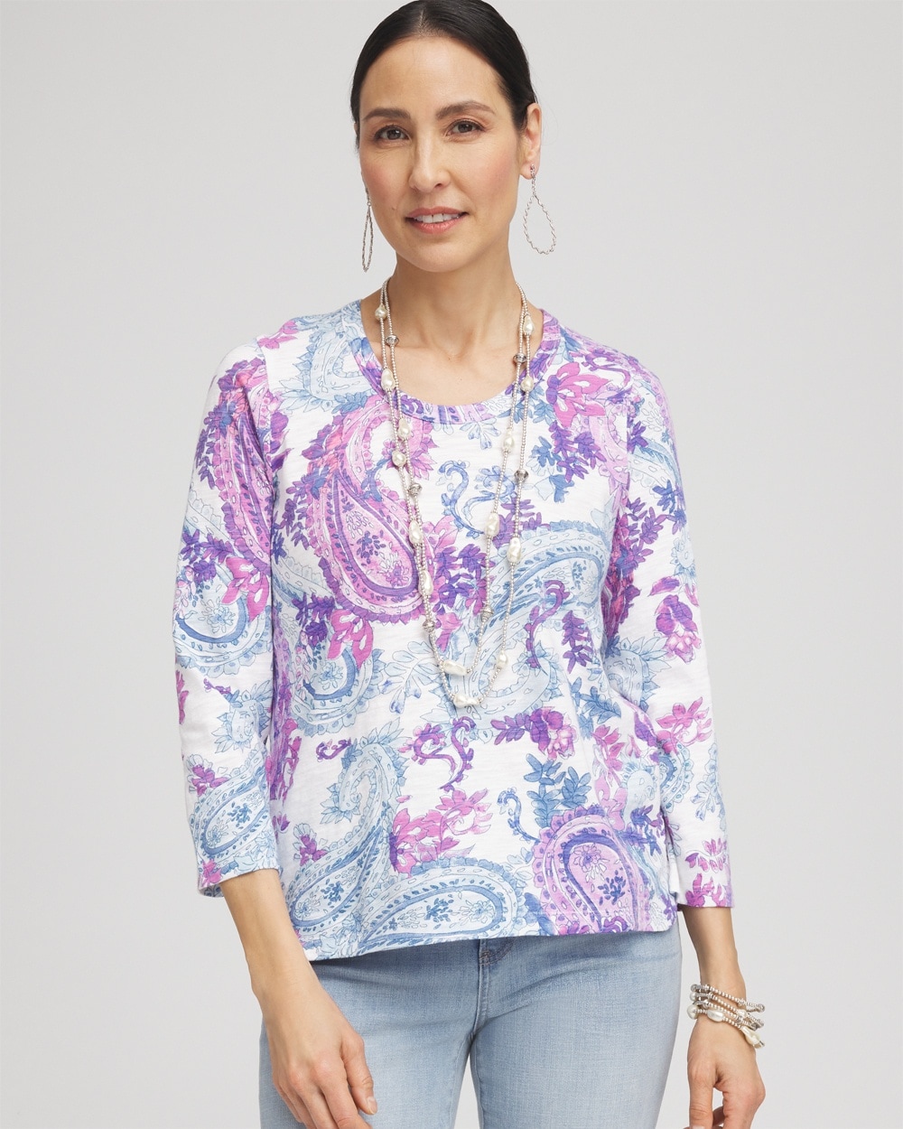 Paisley Slub Scoop Neck Tee