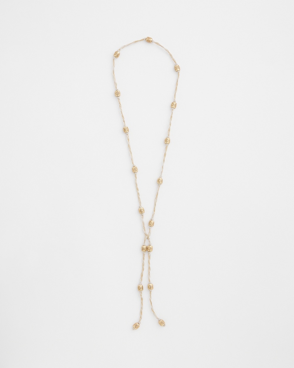 Gold-Tone Beaded Lariat Necklace