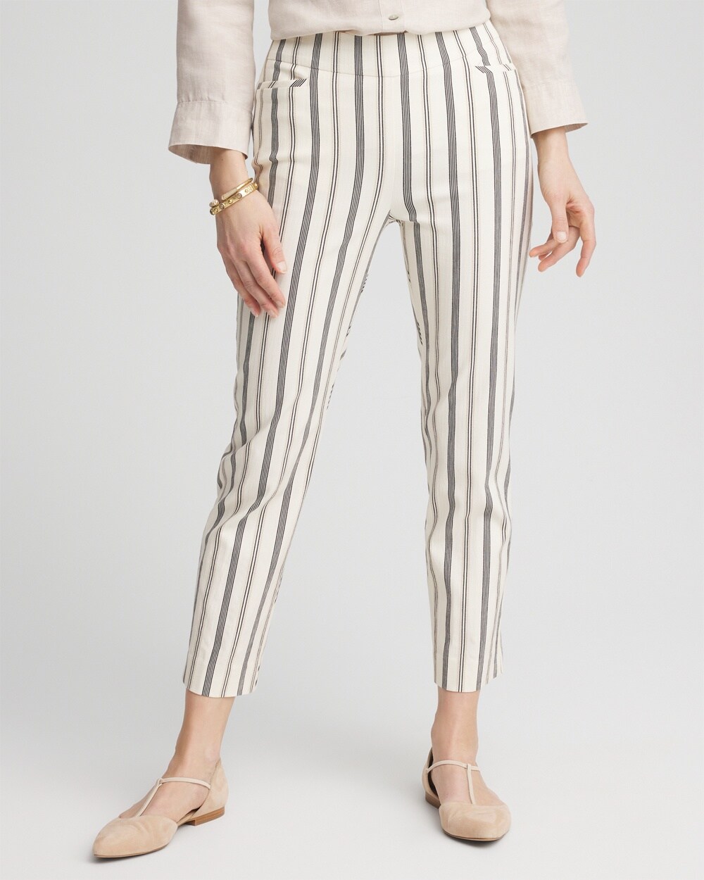 Brigitte\u2122 180 Slub Striped Cropped Pants