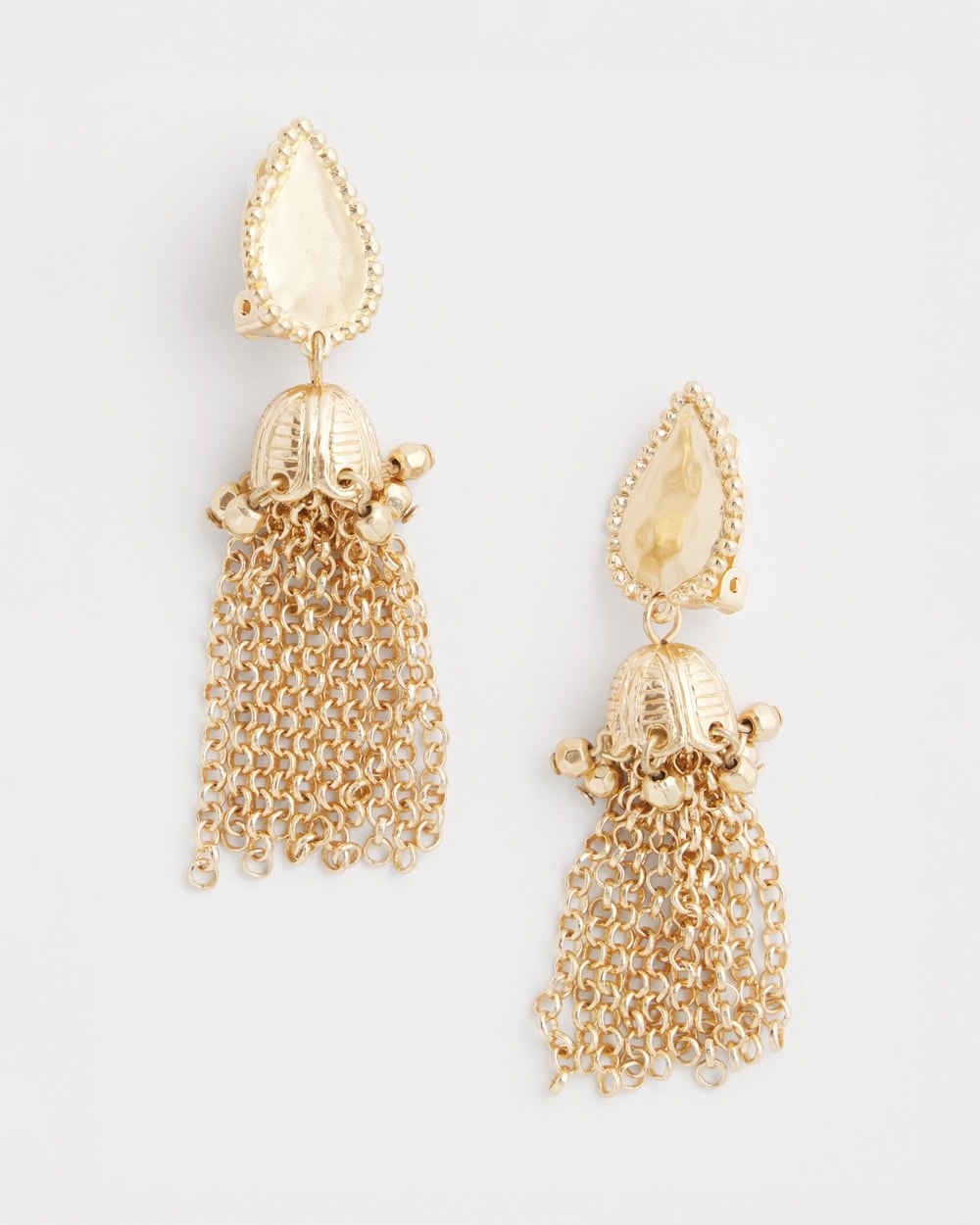 No Droop\u2122 Gold Tassel Chain Earrings