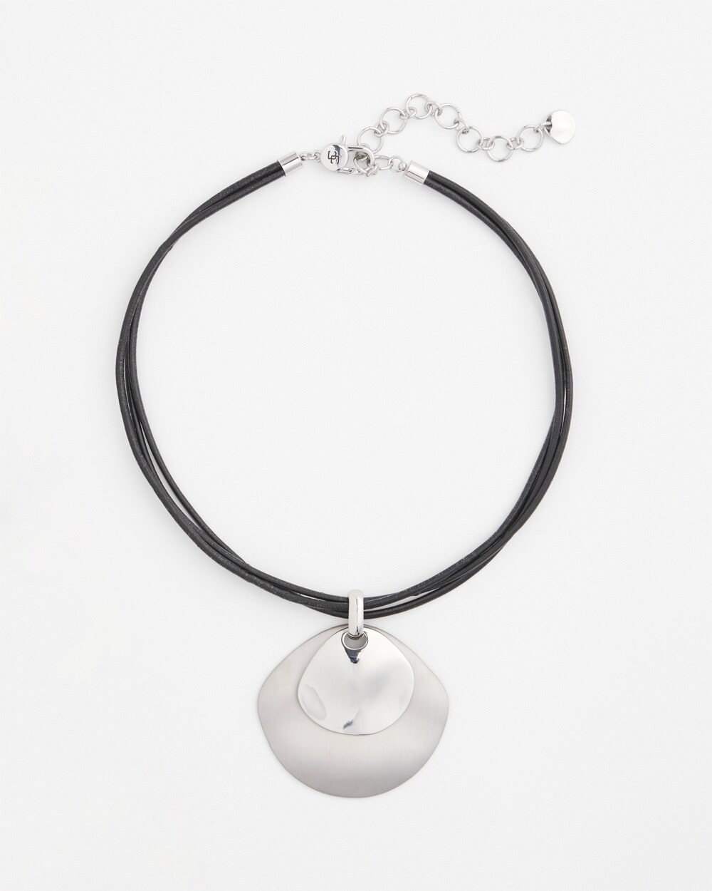 Two Tone Silver Circle Pendant Necklace