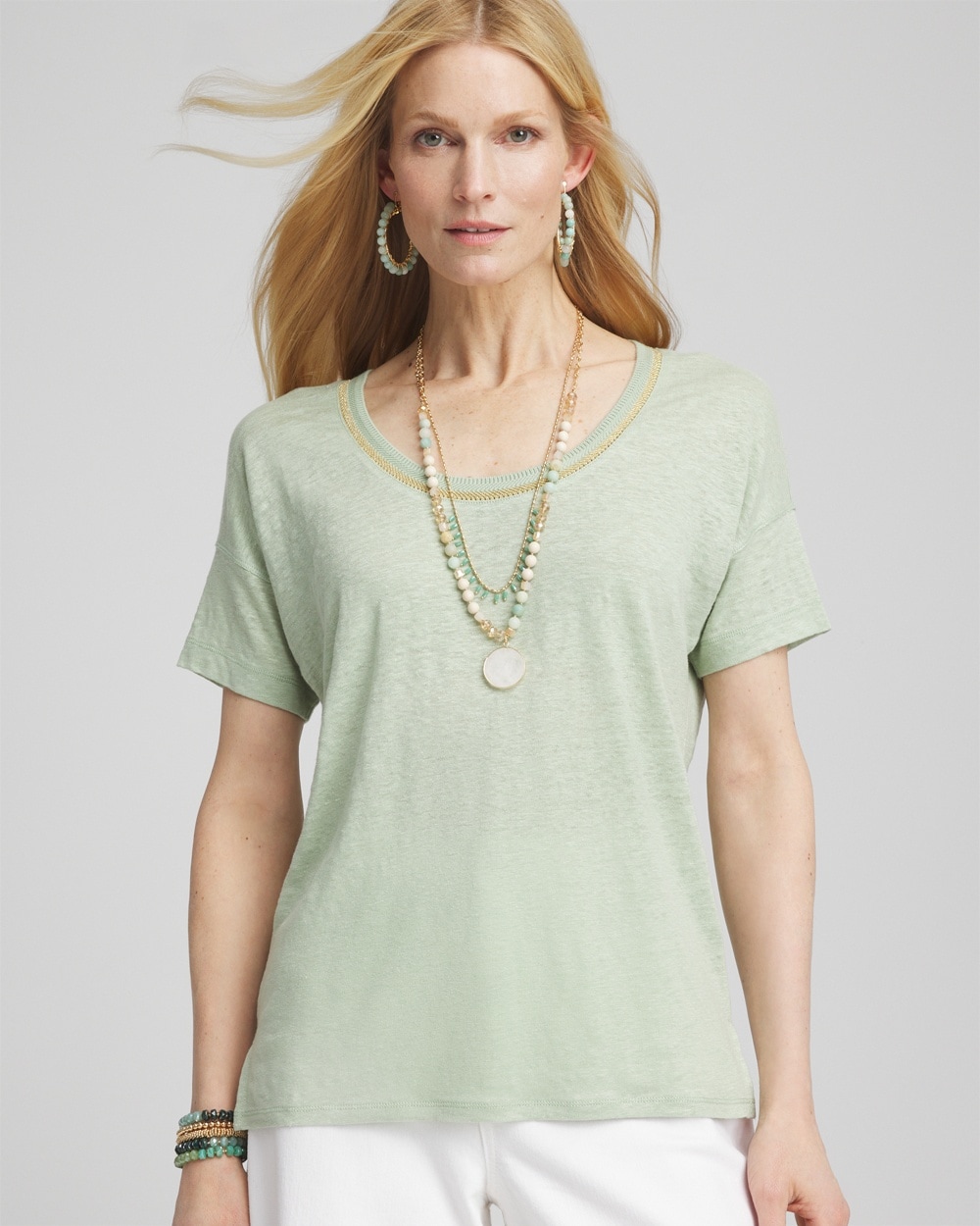 Sweater Trim Linen Tee