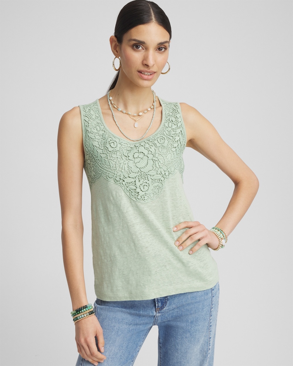 Linen Lace-Applique Tank